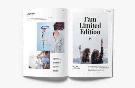Otwarty magazyn na stonie z napisem: 'I'am Limited Edition'